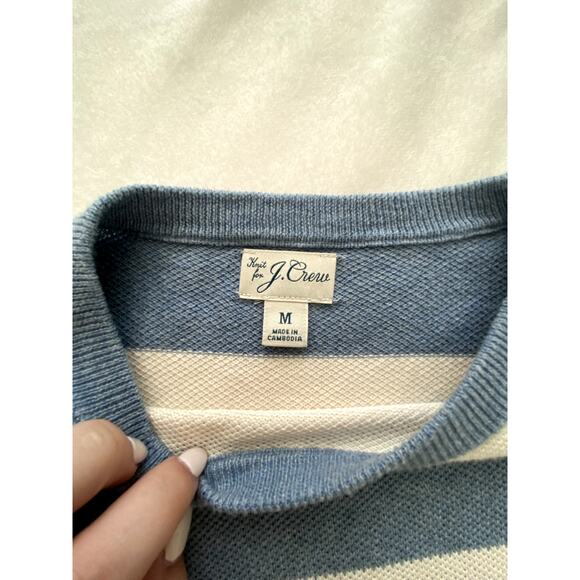 Mens J.Crew Cotton Piqué-Stitch Striped Sweater Size Medium - Picture 6 of 8